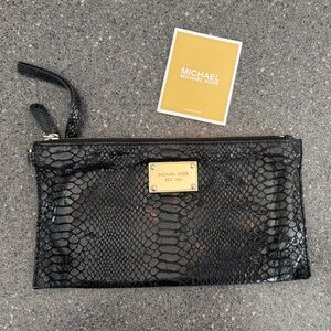 Michael Kors Black Snakeskin Wristlet